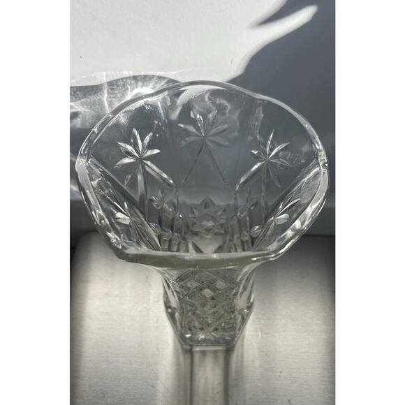 Vintage Crystal Starburst Anchor Hocking Star of David Vase 8.5” Cut Glass Hexa - Picture 11 of 13